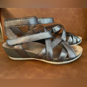 Dansko pewter ankle strap sandals